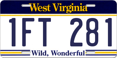 WV license plate 1FT281