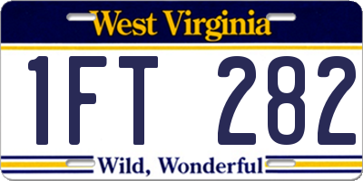 WV license plate 1FT282