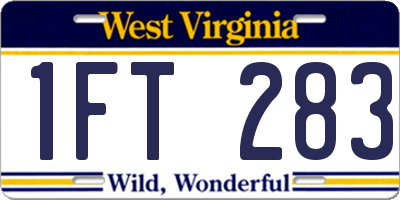 WV license plate 1FT283
