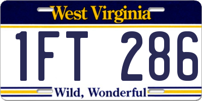 WV license plate 1FT286