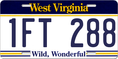 WV license plate 1FT288