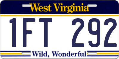 WV license plate 1FT292