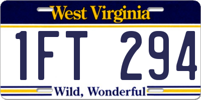 WV license plate 1FT294