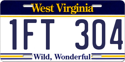 WV license plate 1FT304