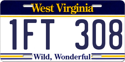 WV license plate 1FT308