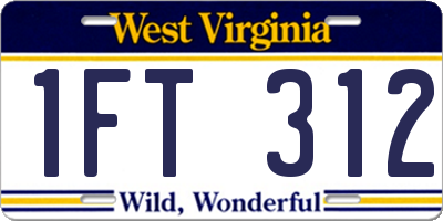 WV license plate 1FT312