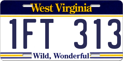 WV license plate 1FT313