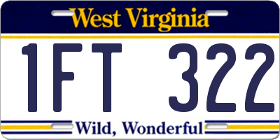 WV license plate 1FT322