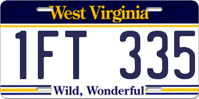 WV license plate 1FT335