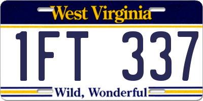 WV license plate 1FT337