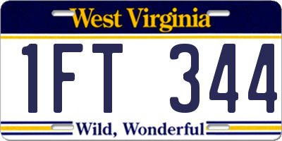 WV license plate 1FT344