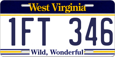 WV license plate 1FT346