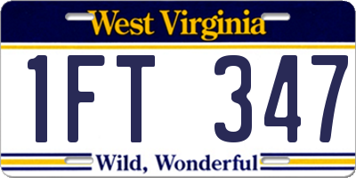 WV license plate 1FT347