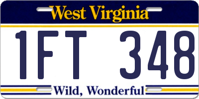 WV license plate 1FT348