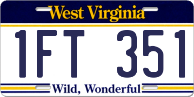 WV license plate 1FT351