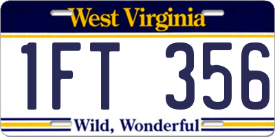 WV license plate 1FT356