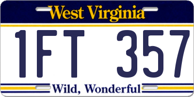 WV license plate 1FT357