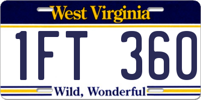 WV license plate 1FT360