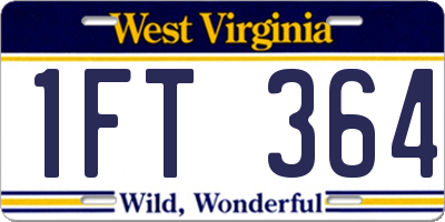 WV license plate 1FT364