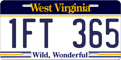 WV license plate 1FT365