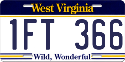 WV license plate 1FT366