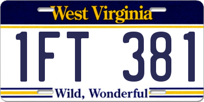 WV license plate 1FT381