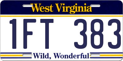 WV license plate 1FT383