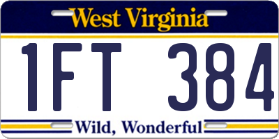 WV license plate 1FT384