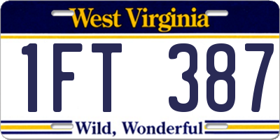 WV license plate 1FT387