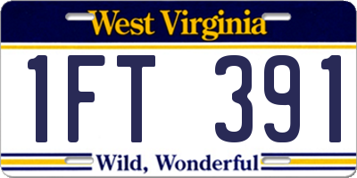 WV license plate 1FT391