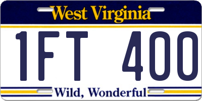 WV license plate 1FT400