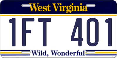 WV license plate 1FT401