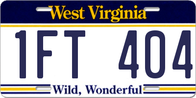WV license plate 1FT404