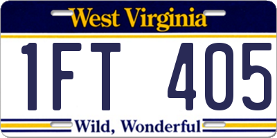 WV license plate 1FT405