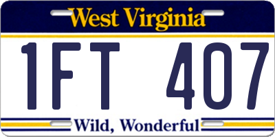 WV license plate 1FT407