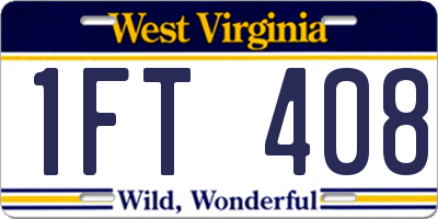 WV license plate 1FT408