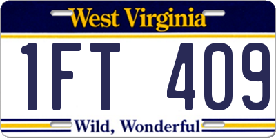 WV license plate 1FT409