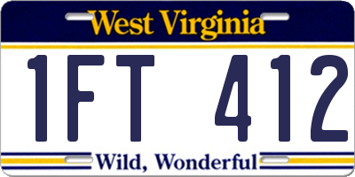 WV license plate 1FT412