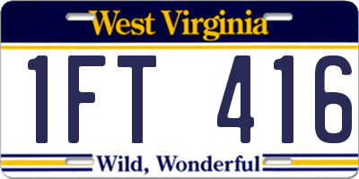 WV license plate 1FT416