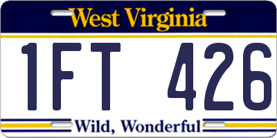 WV license plate 1FT426