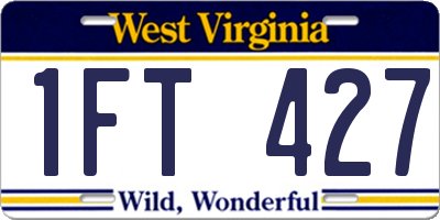 WV license plate 1FT427