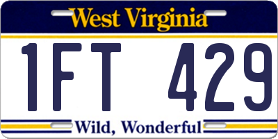 WV license plate 1FT429