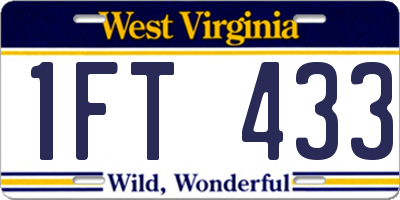 WV license plate 1FT433