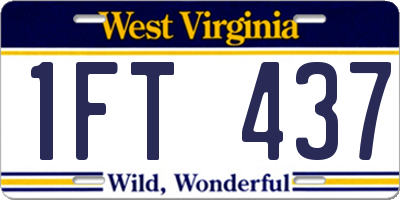 WV license plate 1FT437