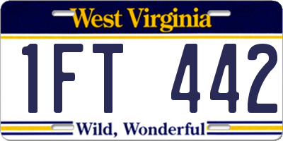 WV license plate 1FT442