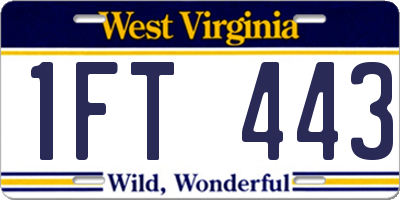 WV license plate 1FT443