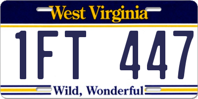 WV license plate 1FT447