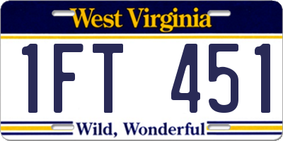 WV license plate 1FT451