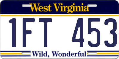WV license plate 1FT453