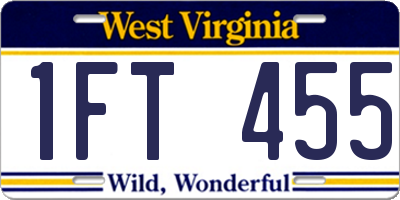 WV license plate 1FT455